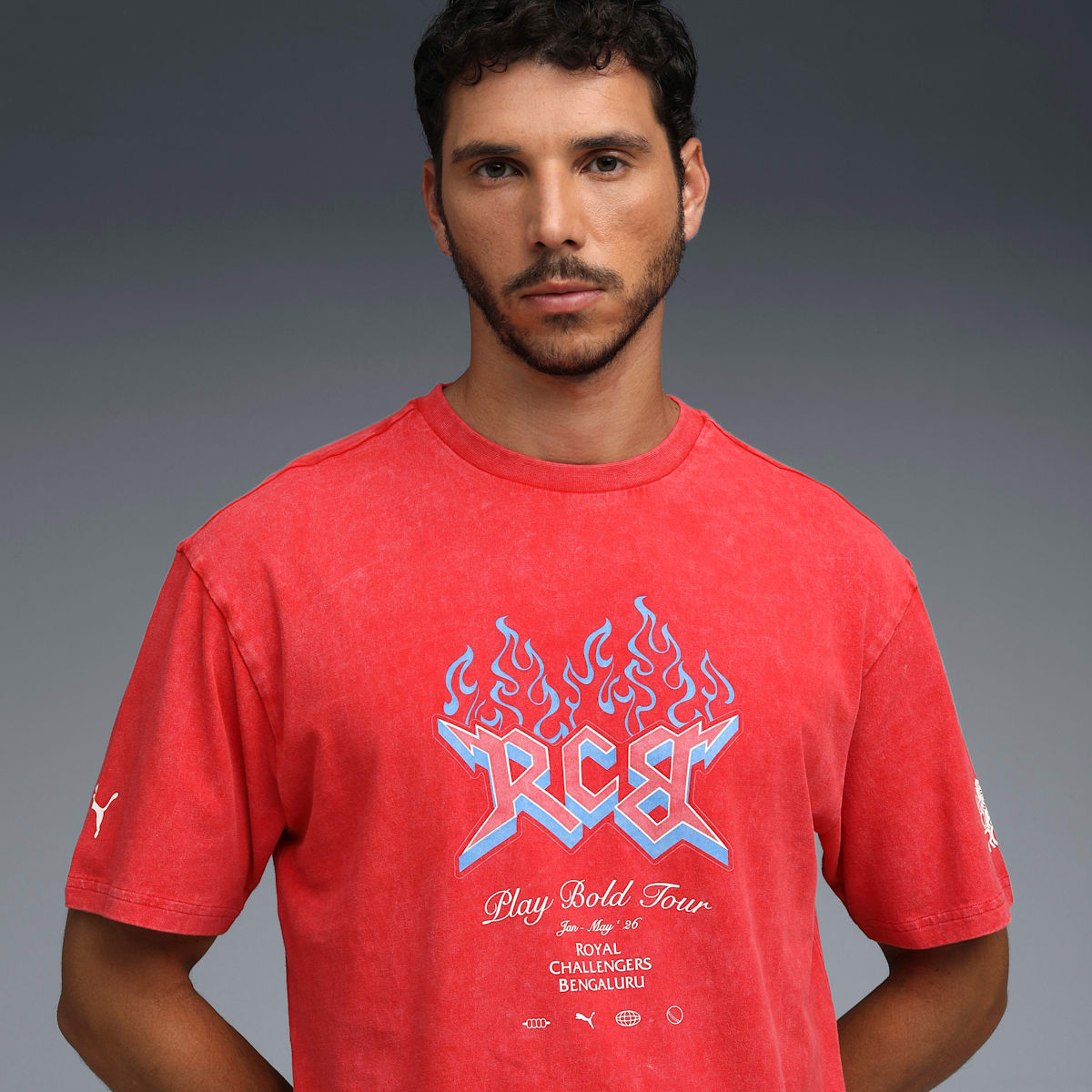 PUMA X RCB 2026 MEN'S PRINTED VINTAGE TEE