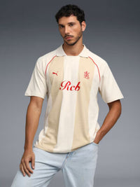 RCB STRIPER TRAVEL POLO T-SHIRT 2026 – SANDAL WHITE