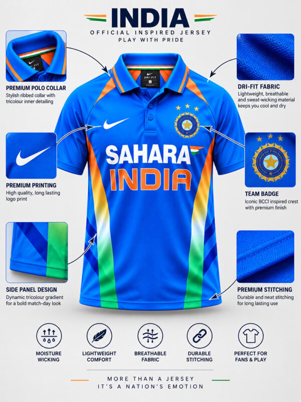 Team India 2011 world cup retro jersey with custom name & number