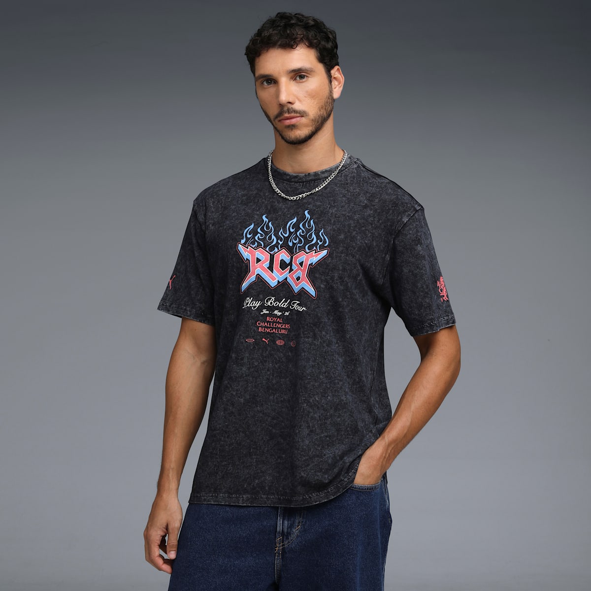 PUMA X RCB 2026 MEN'S PRINTED VINTAGE TEE
