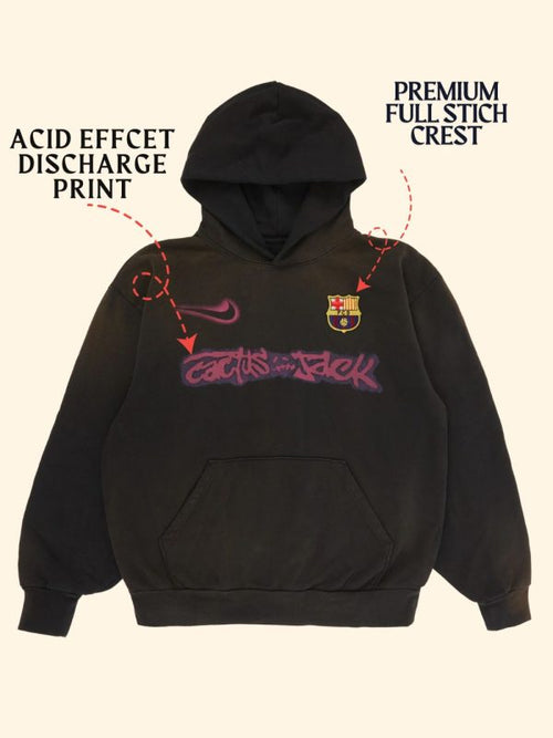 Barcelona Travis Scott Hoodie Oversized Acid Wash Premium